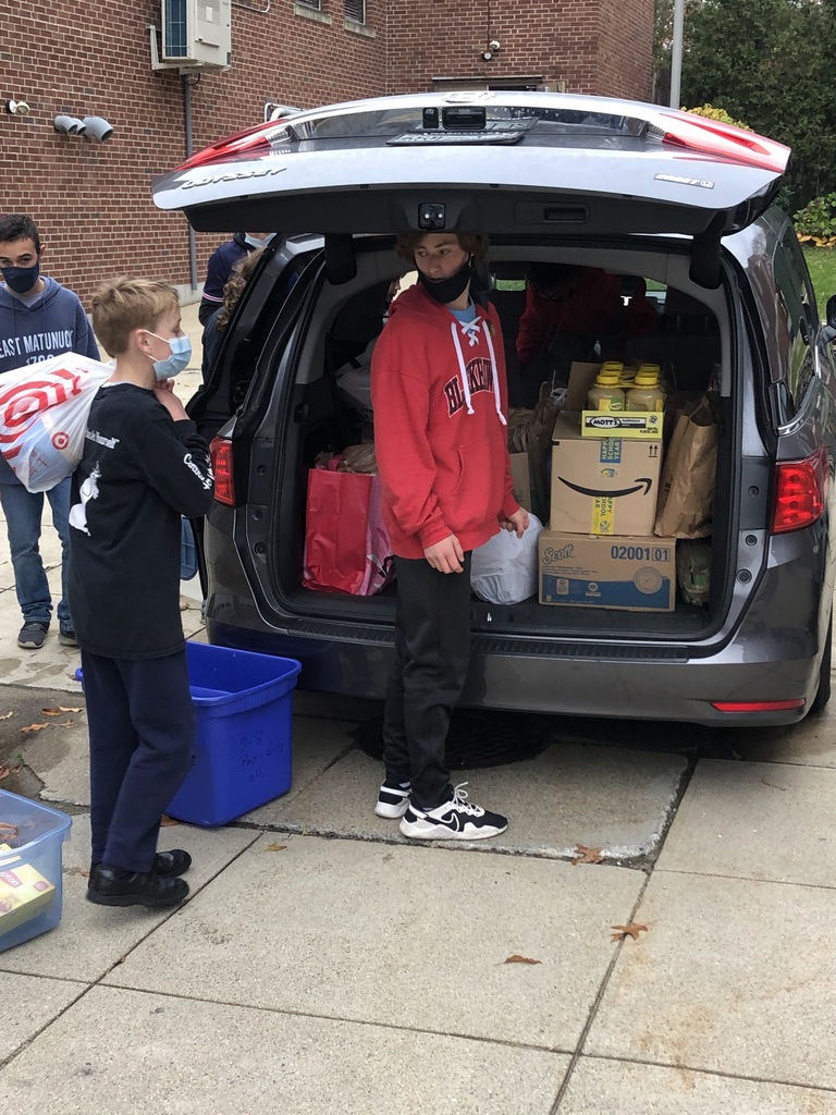 Loading the cars for the food drive