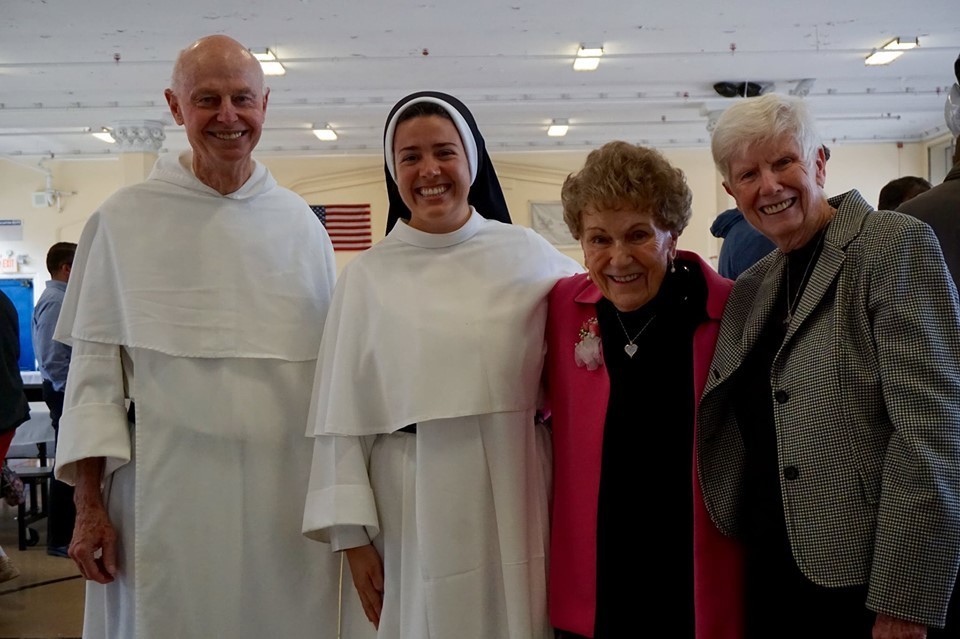 The Very Rev. Kenneth Letoile, Sr. Maria Francesca, Mrs. Miriam Sullivan Sloan, and Sr. Shirley Jeffcott