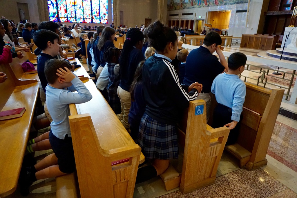 Students at Mass